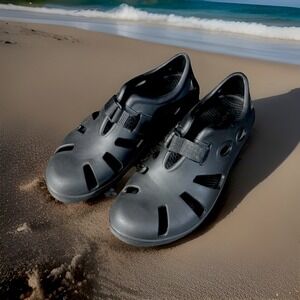 OOFOS OOcandoo Recovery Fisherman Sandals Shoes Black M‎ 8 / W 10 Closed Toe